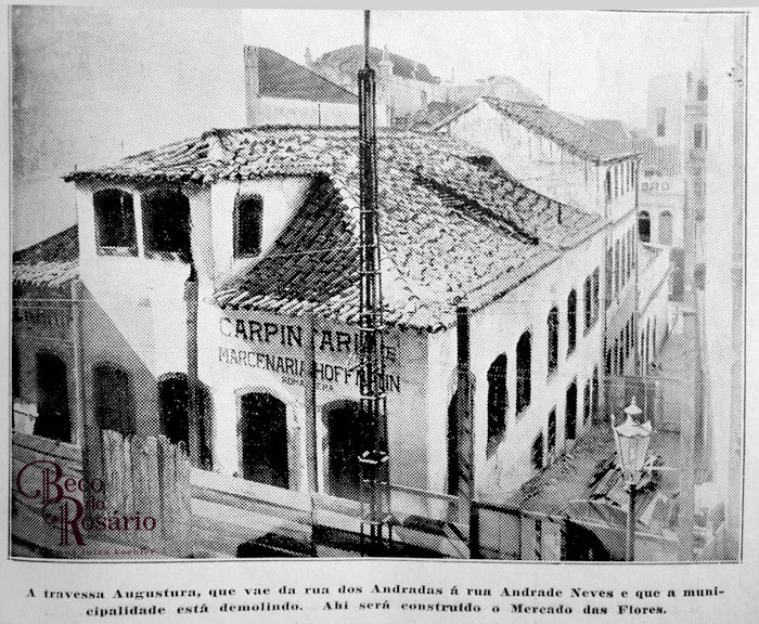 Fotografia da Travessa Angustura ou Beco do Leite na revista A Mascara de 6/2/1925. Hemeroteca do Museu de Comunicação social Hipólito José da Costa.