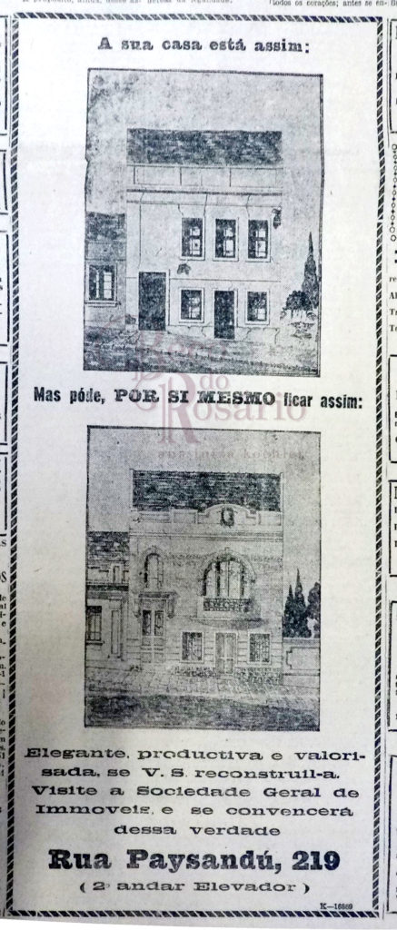 Anúncio "A sua casa está assim" Correio do Povo, 12/03/1929, p. 1. Hemeroteca do Arquivo Histórico Moysés Vellinho de Porto Alegre.