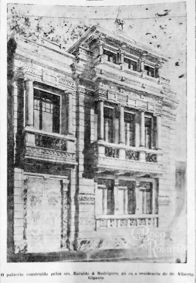 "O palacete na rua Riachuelo" Correio do Povo, 25/4/1929, p. 8. Hemeroteca do AHMMV. Detalhe.