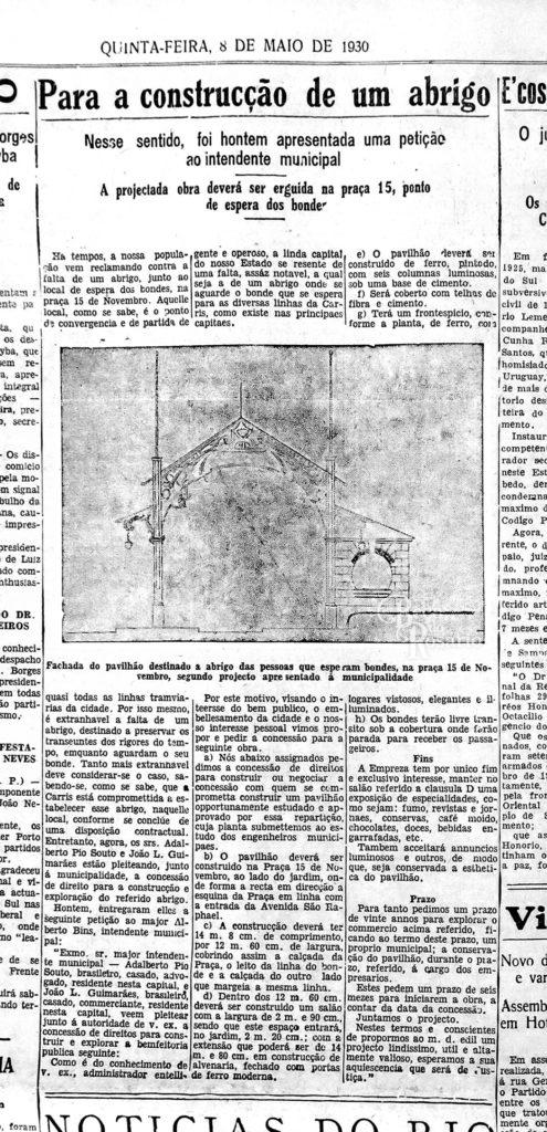 "Para a construção de um abrigo". Correio do Povo, 08/05/1930, p. 7. Hemeroteca do Arquivo Histórico Municipal Moysés Vellinho.