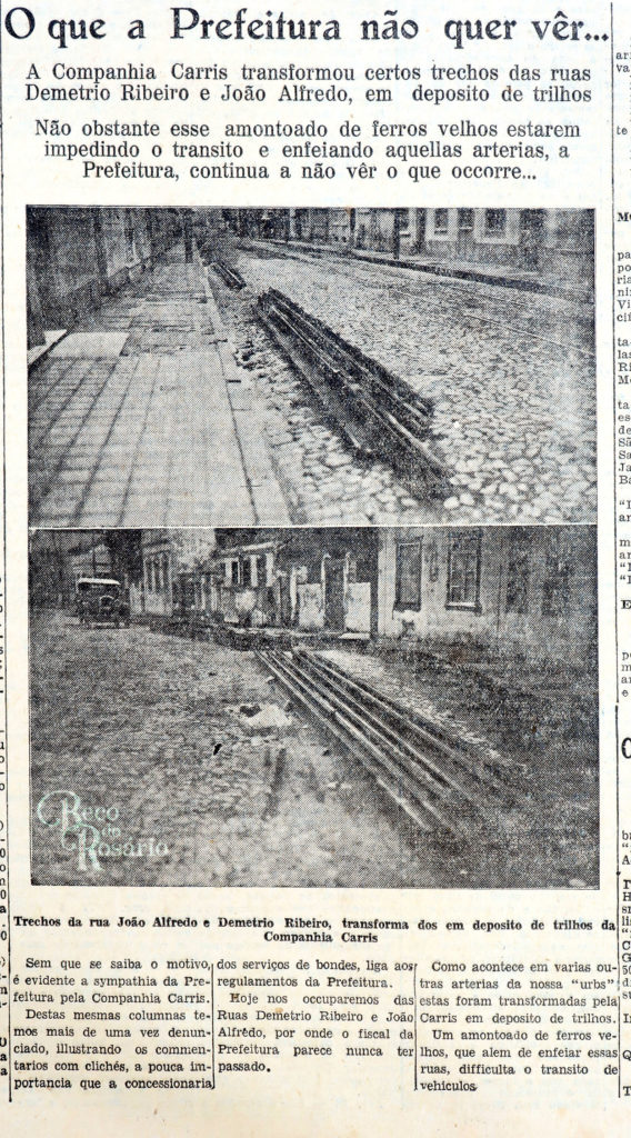 "Depósito de trilhos..." Correio do Povo, 10/01/1931, p. 7. Hemeroteca do Arquivo Histórico Municipal Moysés Vellinho. 