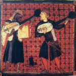 Músicos mouro e cristão, manuscritpo medieval.